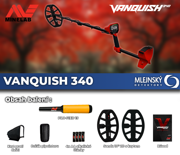 Detektor kovů Minelab VANQUISH 340 + PRO-FIND 15